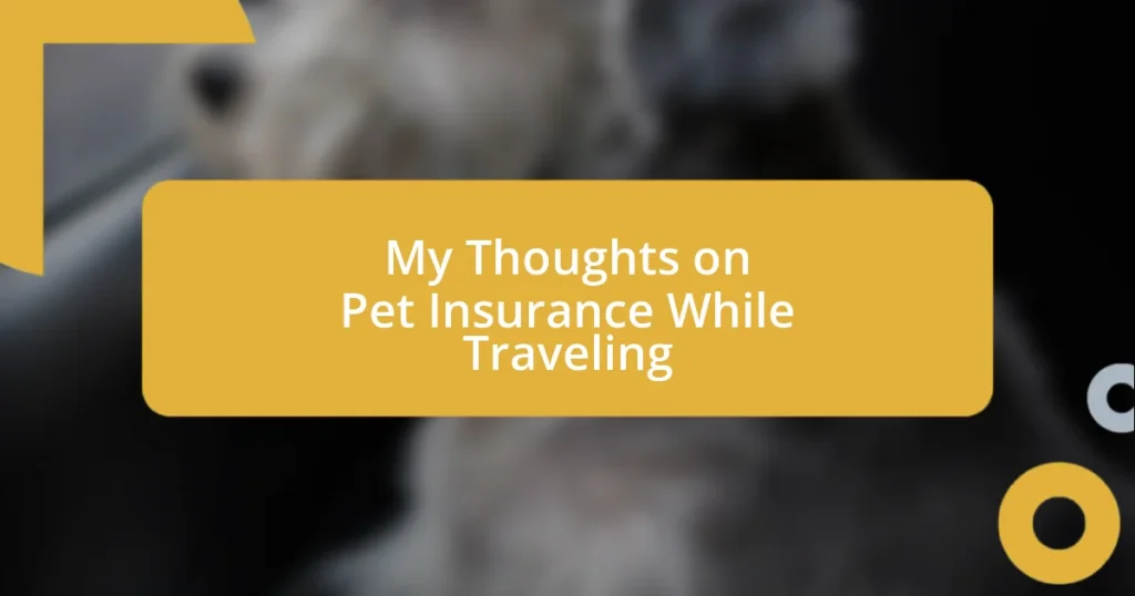 My Thoughts on Pet Insurance While Traveling