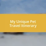 My Unique Pet Travel Itinerary